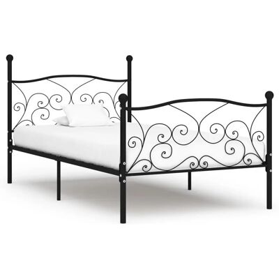vidaXL Bettgestell mit Lattenrost Schwarz Metall 90x200cm - Bettgestell vidaXL Bettgestell mit Lattenrost Schwarz Metall 90x200cm - Bettgestell