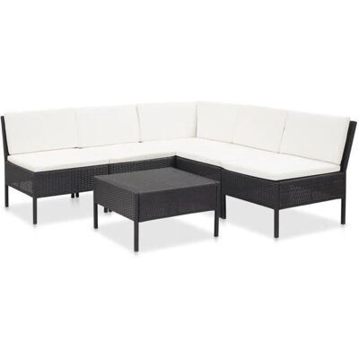 vidaXL - 6-Piece Poly Rattan Garden Lounge Set - Poly Rattan vidaXL - 6-Piece Poly Rattan Garden Lounge Set - Poly Rattan