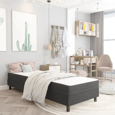 vidaXL Grijze Moderne Bedframe - 100x200 cm - Bedframe vidaXL Grijze Moderne Bedframe - 100x200 cm - Bedframe