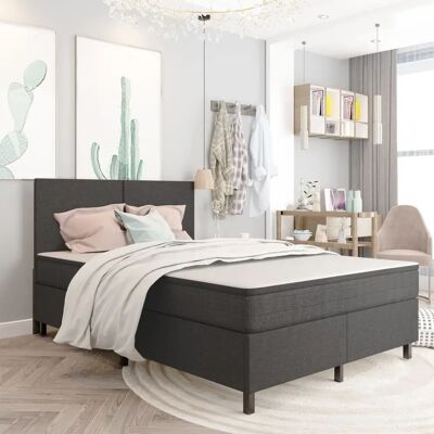 vidaXL Graues Stoffbett 160x200 - Bett vidaXL Graues Stoffbett 160x200 - Bett
