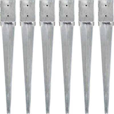 vidaXL Jordspyd 6 stk Sølv 10x10x76 cm Galvaniseret stål vidaXL Jordspyd 6 stk Sølv 10x10x76 cm Galvaniseret stål