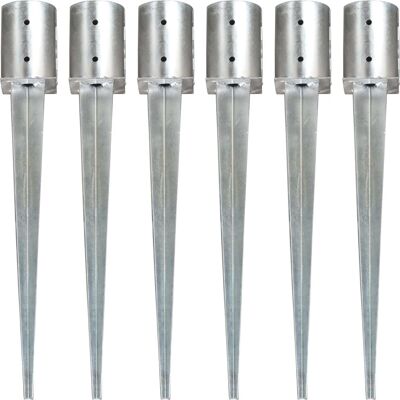 vidaXL Jordspyd - 6 stk - Sølv - 10x76 cm - Galvaniseret stål vidaXL Jordspyd - 6 stk - Sølv - 10x76 cm - Galvaniseret stål