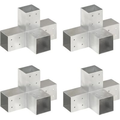 vidaXL Stolpeforbindelser 4 stk X-formet Galvaniseret Metal 81x81 mm - Stolpeforbindelser vidaXL Stolpeforbindelser 4 stk X-formet Galvaniseret Metal 81x81 mm - Stolpeforbindelser