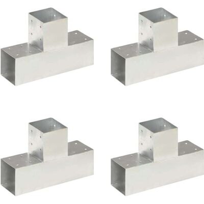 vidaXL Stolpeforbindelser 4 stk T-form Galvaniseret Metal 91x91 mm vidaXL Stolpeforbindelser 4 stk T-form Galvaniseret Metal 91x91 mm
