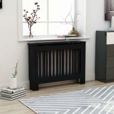 vidaXL Radiatorafdekking Zwart MDF Hout Rooster Kast Heater Plank Verwarmingseenheid - Radiator Cover vidaXL Radiatorafdekking Zwart MDF Hout Rooster Kast Heater Plank Verwarmingseenheid - Radiator Cover