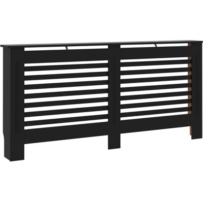 vidaXL Radiatorafdekking Zwart MDF - Modern lattenontwerp vidaXL Radiatorafdekking Zwart MDF - Modern lattenontwerp