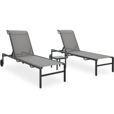 vidaXL Gartenlounge-Set - Verstellbar, Stahl & Textil Grau vidaXL Gartenlounge-Set - Verstellbar, Stahl & Textil Grau