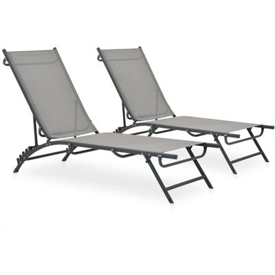 Cadeira de Exterior vidaXL Cinza - Aço e Tecido Cadeira de Exterior vidaXL Cinza - Aço e Tecido