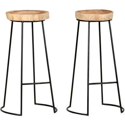 VidaXL - Akaasiabar Stool 2-pack - Luonnonvalkoinen - Musta - Baarituolit VidaXL - Akaasiabar Stool 2-pack - Luonnonvalkoinen - Musta - Baarituolit