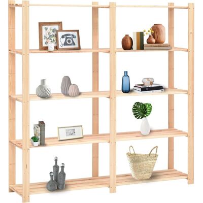 vidaXL Storage Shelves - 5 Floors, 3 pcs, 170x38x170cm, Pine, 500kg - Storage Shelves vidaXL Storage Shelves - 5 Floors, 3 pcs, 170x38x170cm, Pine, 500kg - Storage Shelves