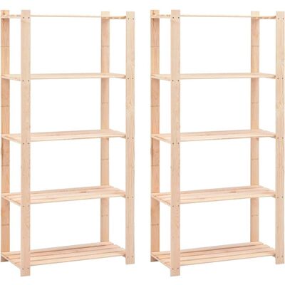 vidaXL Planken 5 Verdiepingen 2 stuks Massief dennenhout 80×38×170 cm - Planken vidaXL Planken 5 Verdiepingen 2 stuks Massief dennenhout 80×38×170 cm - Planken