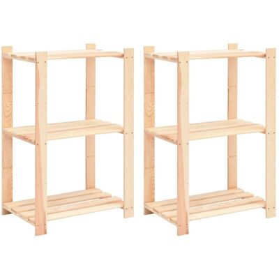 vidaXL Storage Shelves - 3-Tier Solid Wood Pine - 60x38x90cm vidaXL Storage Shelves - 3-Tier Solid Wood Pine - 60x38x90cm
