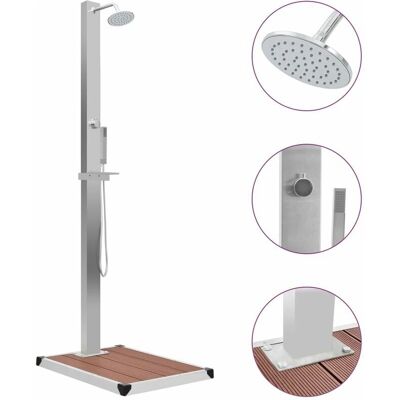 vidaXL buiten douche met bak en basis - Roestvrij staal & WPC - Tuin, zwembad vidaXL buiten douche met bak en basis - Roestvrij staal & WPC - Tuin, zwembad