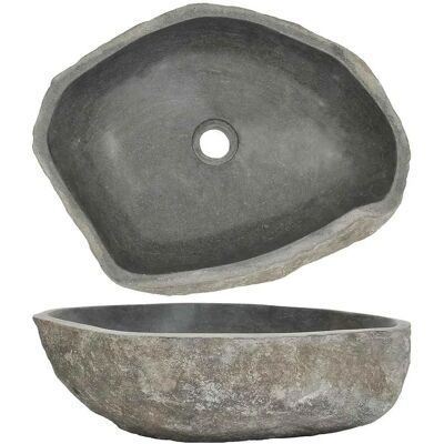 vidaXL Lavabo oval en piedra de río natural - lavabo de baño vidaXL Lavabo oval en piedra de río natural - lavabo de baño
