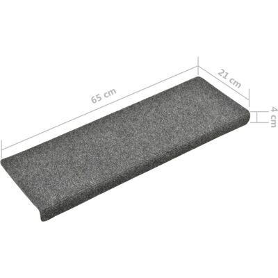 vidaXL Stair mats 15 pcs Light grey - Stair mats vidaXL Stair mats 15 pcs Light grey - Stair mats