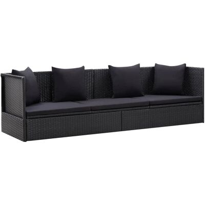 VidaXL Tuinstoel - Gepolsterd zitvlak, Staal, Polyester, Zwart VidaXL Tuinstoel - Gepolsterd zitvlak, Staal, Polyester, Zwart