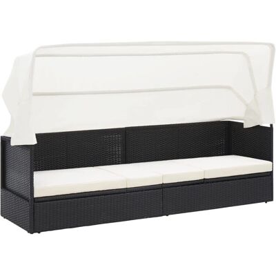 VidaXL Tuinstoel - Gepolsterde Zitting, PE Rattan, Staal, Zwart, Crème - Tuinstoel VidaXL Tuinstoel - Gepolsterde Zitting, PE Rattan, Staal, Zwart, Crème - Tuinstoel