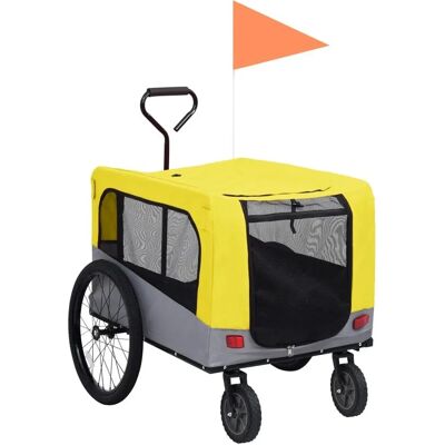 vidaXL 2-in-1 Pet Bike Trailer and Jogging Stroller Carrier Yellow and Grey - Pet Bike Trailer vidaXL 2-in-1 Pet Bike Trailer and Jogging Stroller Carrier Yellow and Grey - Pet Bike Trailer