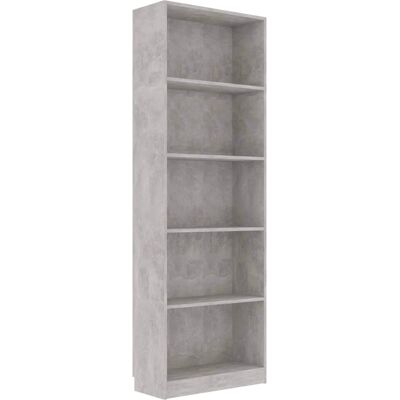 Bibliothèque à 5 niveaux vidaXL Gris béton - Étagère en bois Bibliothèque à 5 niveaux vidaXL Gris béton - Étagère en bois