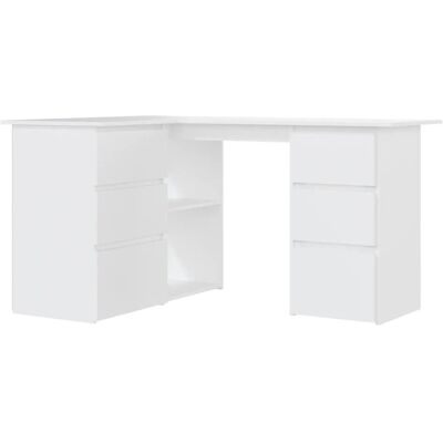 vidaXL Hoekbureau wit - 145x100x76 cm - Gelamineerd hout vidaXL Hoekbureau wit - 145x100x76 cm - Gelamineerd hout