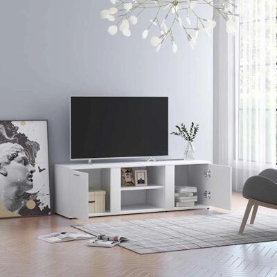 vidaXL Mueble de TV Blanco 120x34x37 cm Madera Contrachapada - Mueble TV vidaXL Mueble de TV Blanco 120x34x37 cm Madera Contrachapada - Mueble TV