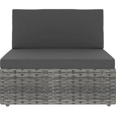 vidaXL Modulares Outdoor-Sofa - Grau - Wetterfester Rattan vidaXL Modulares Outdoor-Sofa - Grau - Wetterfester Rattan