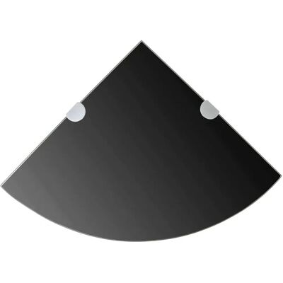 vidaXL Hoekplank 2 stuks Chroom Glas Zwart - Hoekplank vidaXL Hoekplank 2 stuks Chroom Glas Zwart - Hoekplank