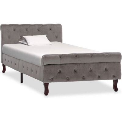 VidaXL 288557 Bettgestell - Modernes Grau Samt 90x200cm VidaXL 288557 Bettgestell - Modernes Grau Samt 90x200cm