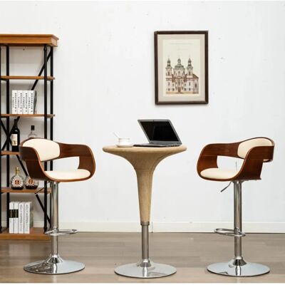 VIDAXL - Moderner Barhocker Set 2 Höhenverstellbar Holz & Metall VIDAXL - Moderner Barhocker Set 2 Höhenverstellbar Holz & Metall