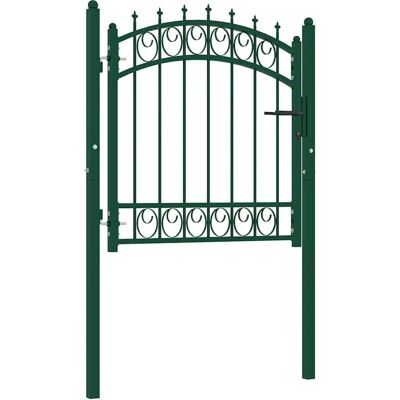 Puerta de valla con picos de acero verde VidaXL - Puerta de cerca Puerta de valla con picos de acero verde VidaXL - Puerta de cerca