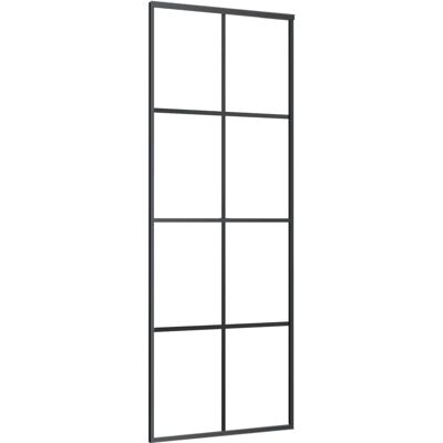 Puerta corredera vidaXL de aluminio y vidrio ESG negro - Puerta corredera Puerta corredera vidaXL de aluminio y vidrio ESG negro - Puerta corredera