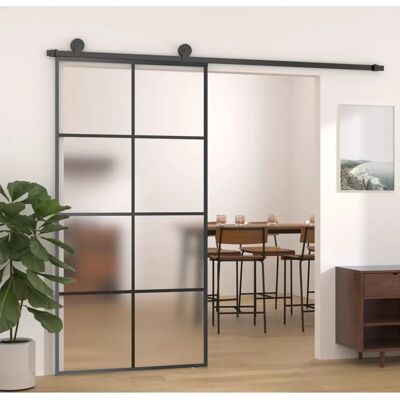 vidaXL Modell 102,5x205 cm Schwarz Aluminium Schiebetür vidaXL Modell 102,5x205 cm Schwarz Aluminium Schiebetür
