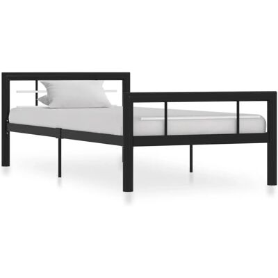 vidaXL 284551 Bettgestell - Metall, Schwarz & Weiß, 100x200 cm - Bettgestell vidaXL 284551 Bettgestell - Metall, Schwarz & Weiß, 100x200 cm - Bettgestell
