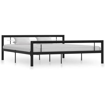 vidaXL Schwarzes und Weißes Metall-Bettgestell 180x200cm - Bettgestell vidaXL Schwarzes und Weißes Metall-Bettgestell 180x200cm - Bettgestell