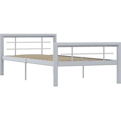 vidaXL Bettgestell Grau-Weiß Metall 90x200 cm - Bettgestell vidaXL Bettgestell Grau-Weiß Metall 90x200 cm - Bettgestell