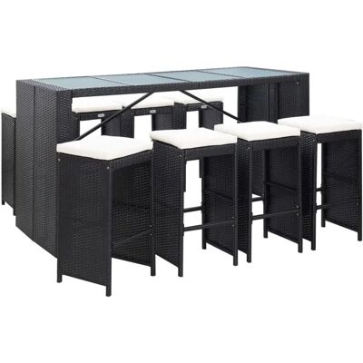 vidaXL Garten-Bar-Set - Modernes Wasserresistentes Rattan mit Kissen vidaXL Garten-Bar-Set - Modernes Wasserresistentes Rattan mit Kissen