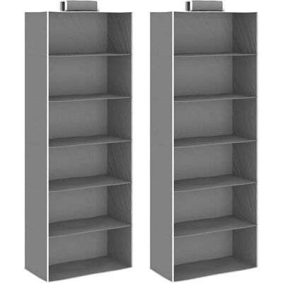 vidaXL Rangement suspendu - 6 compartiments - Gris - Publicité vidaXL Rangement suspendu - 6 compartiments - Gris - Publicité