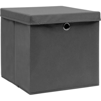 vidaXL 10x Aufbewahrungsboxen mit Deckel grau Stoff Gartenkisten Organizer vidaXL 10x Aufbewahrungsboxen mit Deckel grau Stoff Gartenkisten Organizer