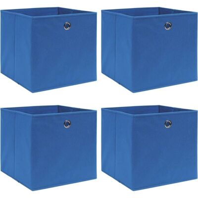 vidaXL Aufbewahrungsboxen Blau 4 Stück Faltbare Stoffkuben vidaXL Aufbewahrungsboxen Blau 4 Stück Faltbare Stoffkuben