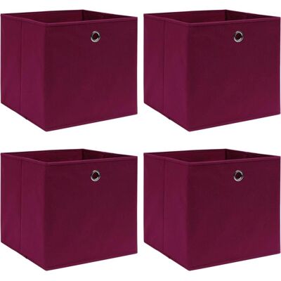 vidaXL 4x Scatole di stoccaggio rosso scuro tessuto pieghevole per giardino vidaXL 4x Scatole di stoccaggio rosso scuro tessuto pieghevole per giardino