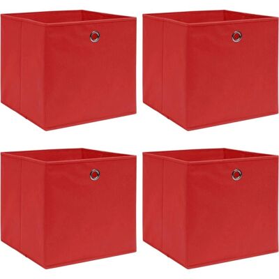 vidaXL Opbergdozen 4 stuks. Rood 32x32x32 cm Stof - Storage Boxes vidaXL Opbergdozen 4 stuks. Rood 32x32x32 cm Stof - Storage Boxes
