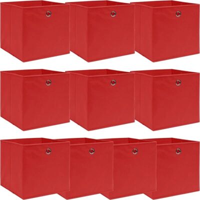 vidaXL 10 Aufbewahrungsboxen Rot Stoff Faltbare Gartenkisten Organizer vidaXL 10 Aufbewahrungsboxen Rot Stoff Faltbare Gartenkisten Organizer
