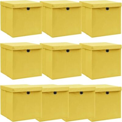 vidaXL Boîtes de rangement avec couvercles 10 pcs Jaune - Boîtes de rangement - Publicité vidaXL Boîtes de rangement avec couvercles 10 pcs Jaune - Boîtes de rangement - Publicité