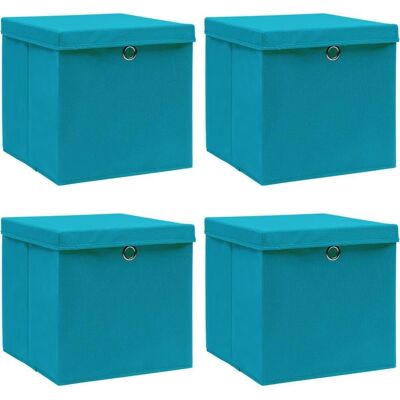 vidaXL Opbergdozen met deksels - 4 stuks babyblauw - Opbergdozen vidaXL Opbergdozen met deksels - 4 stuks babyblauw - Opbergdozen