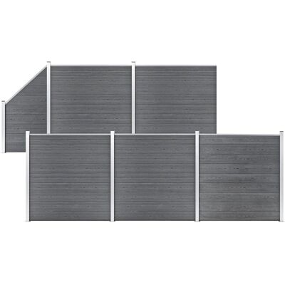 vidaXL WPC Zaunset 5 Quadrate+1 Schräg 965x186cm Grau - Zaunset vidaXL WPC Zaunset 5 Quadrate+1 Schräg 965x186cm Grau - Zaunset