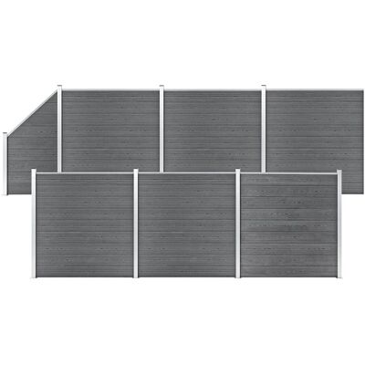 vidaXL Gartenzaun-Set 6 Quadrat + 1 Schräg Grau - Zaunset vidaXL Gartenzaun-Set 6 Quadrat + 1 Schräg Grau - Zaunset