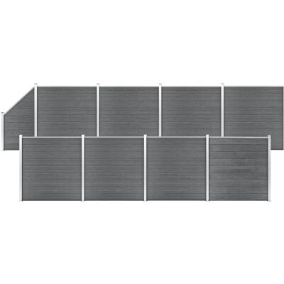 vidaXL WPC Zaunset 8 Quadratisch+1 Schräg 1484x186cm Grau Barriere Panel Bildschirm vidaXL WPC Zaunset 8 Quadratisch+1 Schräg 1484x186cm Grau Barriere Panel Bildschirm