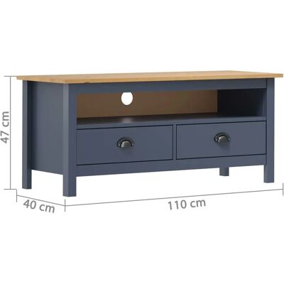 vidaXL - Buffet TV Pin Massif Hill Gris - 110x40x47 cm - 2 tiroirs 1 étagère - TV - Publicité vidaXL - Buffet TV Pin Massif Hill Gris - 110x40x47 cm - 2 tiroirs 1 étagère - TV - Publicité