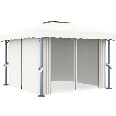 vidaXL Pawilon z Zasłoną - 3x3m Kremowy Biały Aluminium - Pawilon / Gazebo vidaXL Pawilon z Zasłoną - 3x3m Kremowy Biały Aluminium - Pawilon / Gazebo