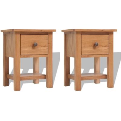 vidaXL Mesitas de noche 2 pcs - Madera de roble maciza - Estilo rústico vidaXL Mesitas de noche 2 pcs - Madera de roble maciza - Estilo rústico